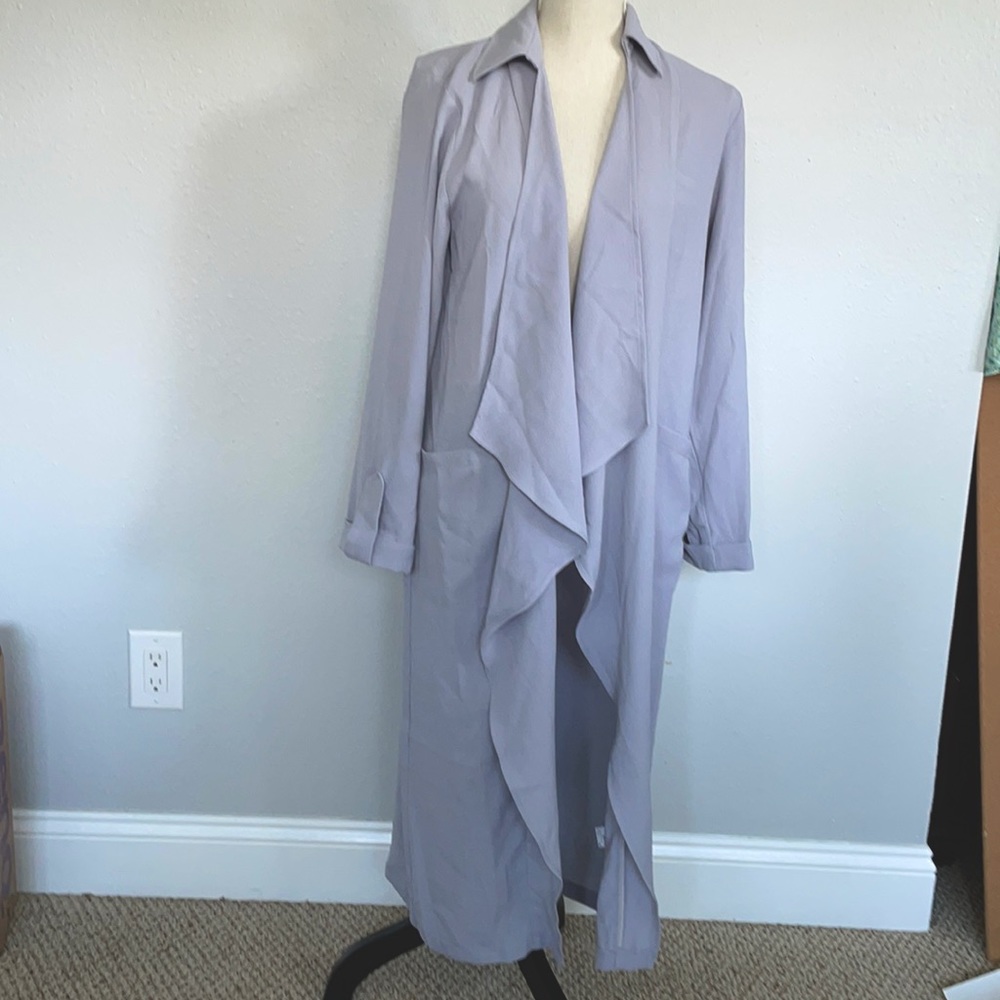 Lush crepe long drapery blazer coat - size XS